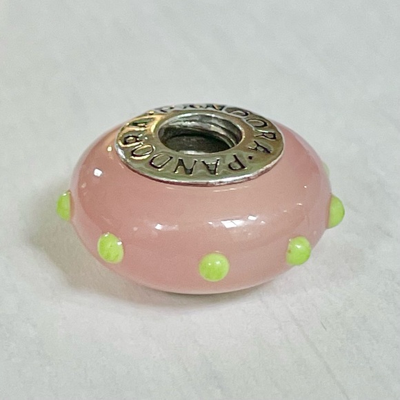 Pandora Seeing Spots Peach Pink & Green Murano Charm - Picture 3 of 6